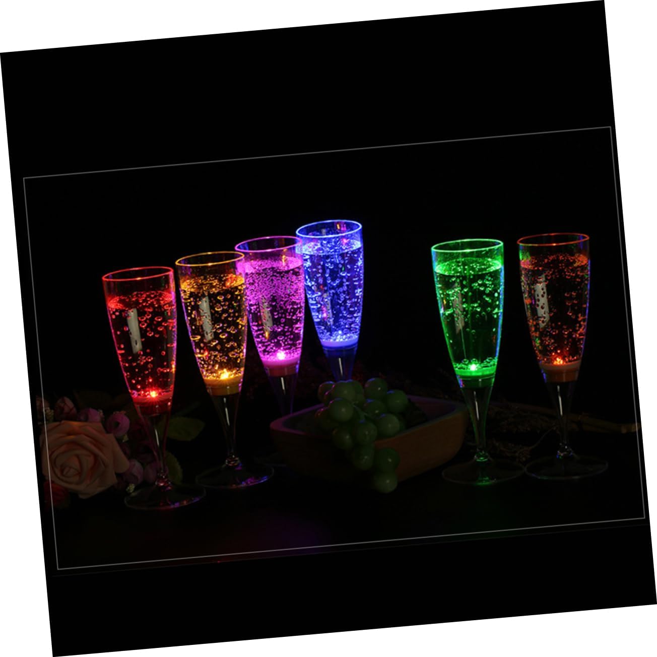 6 Pcs Liquid Activated LED Light Up Plastic Goblets Mixed Color Festive Atmosphere Glasses for Weddings Parties Year Celebrations Conversation Starter