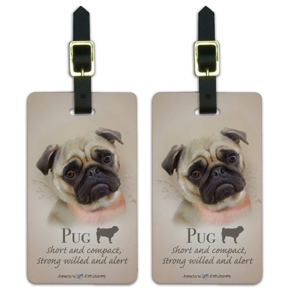 Pug Dog Breed Luggage ID Tags Suitcase Carry-On Cards - Set of 2