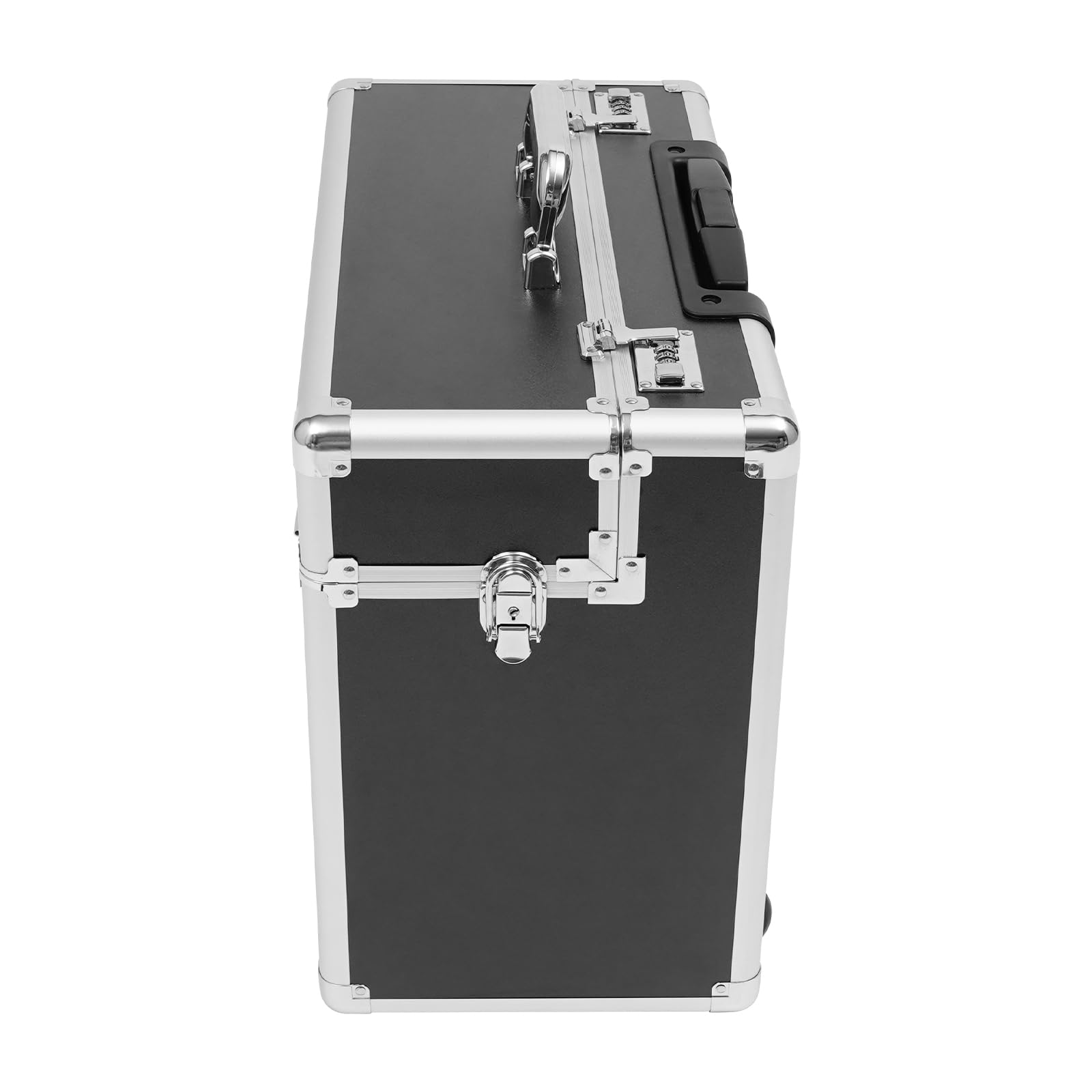 Aktenkoffer Rollbarer Businesstrolley Abschließbarer Aktenbox Pilotenkoffer 48,5 * 23 * 39cm aus Aluminiumlegierung mit Teleskopstange - Schwarz