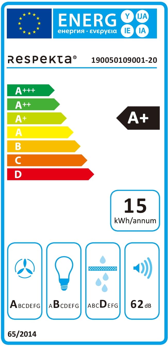 Respekta Cara Inselhaube 90 cm Schwarz-Matt Glasfront Touch Control 9 Leistungsstufen A+