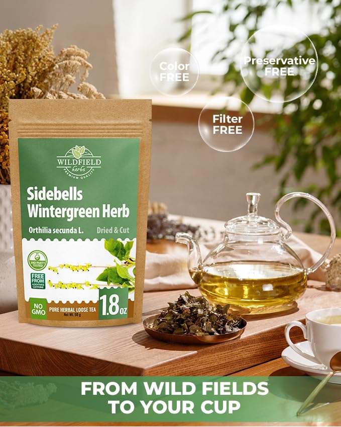Image of 1.8 oz. Dried Cut Sidebells Wintergreen Herb Tea (Orthilia Secunda) - 50 g One-Sided Wintergreen Herbal Tea Orthilia (Peralito)