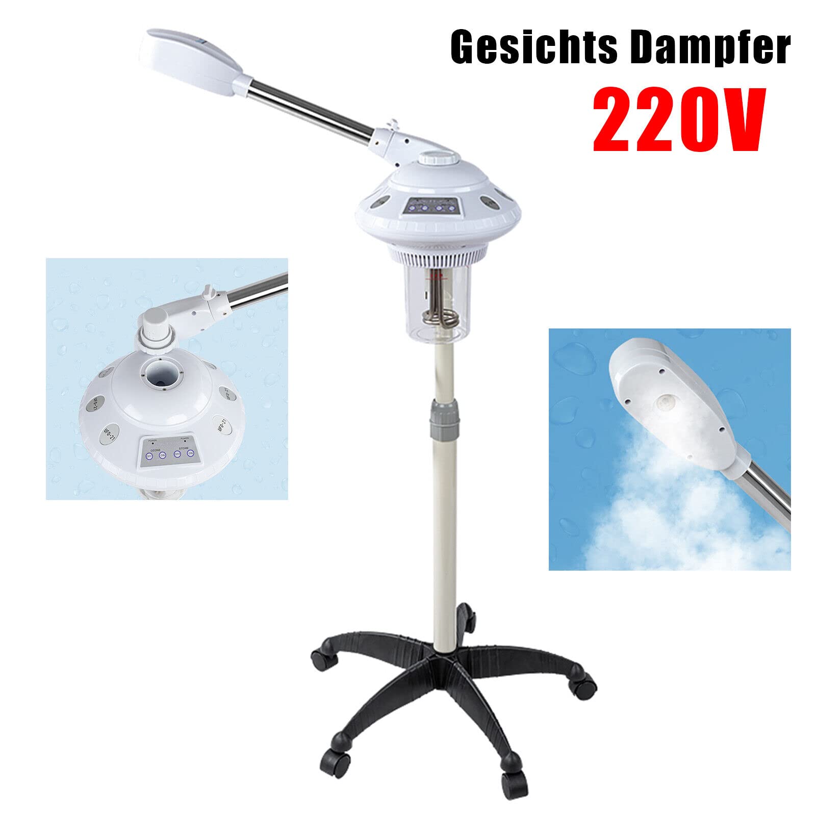 Vaporizador de ozono caliente 750W Aparato de vapor Salón de belleza para Sauna Facial Vaporizador Dispositivos de cuidado facial Vaporizador Aroma Ozono para spa, salón de belleza