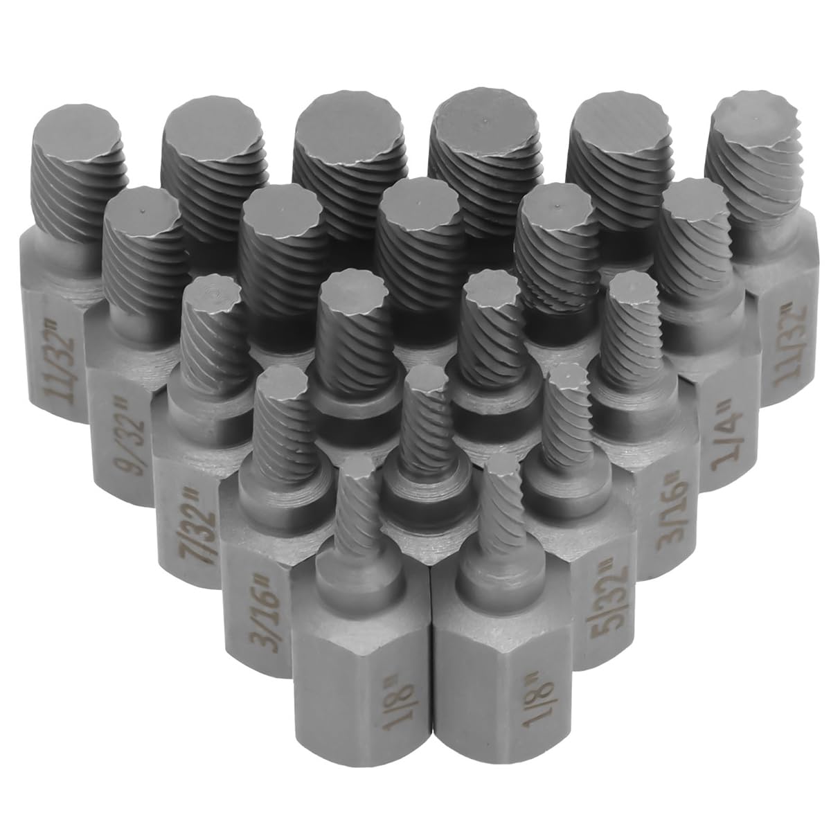 20Pcs Screw Extractor Kit Alloy Steel Damaged Screw Removal Set Metal Easy Out Drill Bits Broken Bolt Stud Removal Multi-Spline for Bolt Stud Pipe (