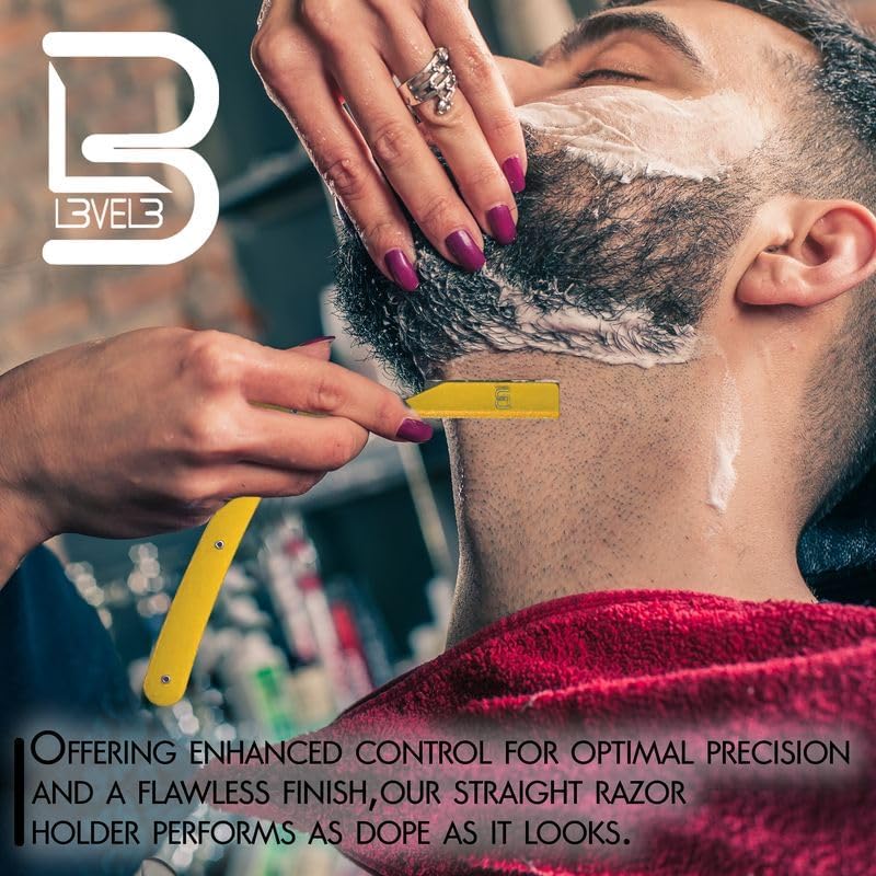 Image of L3 - Level 3 Straight Razor Holder - Excellent Grip and Control - Precision Shaving Control - Level Three Straight Razor Holder (Yellow)