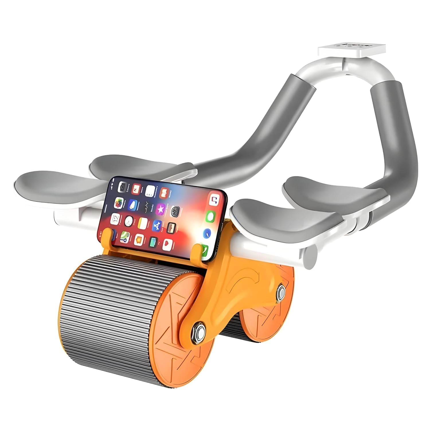 LEXSO Ab Roller Workout Equipment with Knee Pad, Timer Automatic Rebound with Elbow Support Non Slip Double Wheels Abdominal Exercise Machine And Plank Roller with Phone Stand (Double Support)