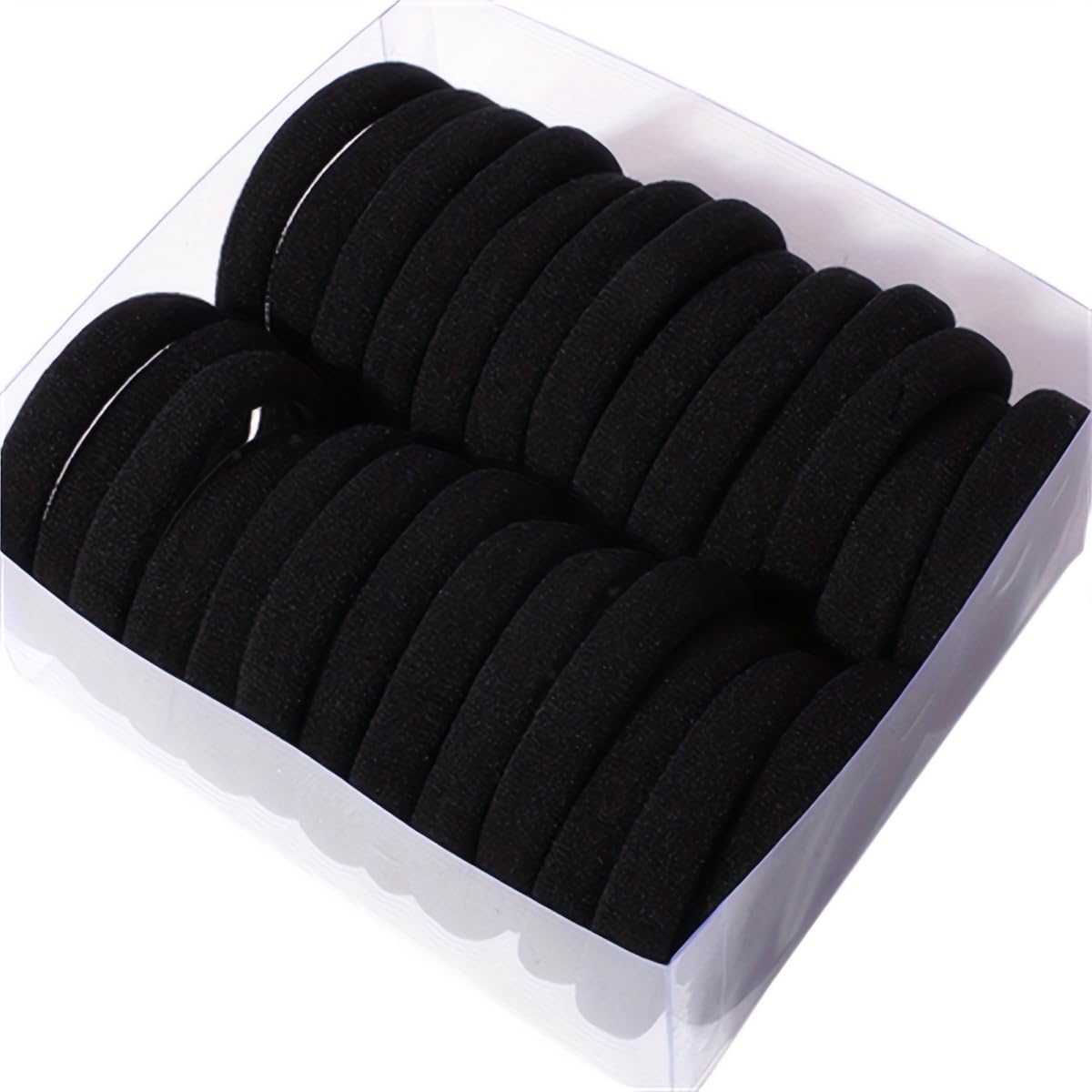 Pacote com 50 laços de cabelo preto a granel para cabelos grossos - Suportes de rabo de cavalo sem danos, faixas elásticas sem costura para mulheres e meninas (Gim/Yoga/Uso diário) Pacote com 50 laços de cabelo preto a granel para cabelos grossos - Suportes de rabo de cavalo sem danos, faixas elásticas sem costura para mulheres e meninas (Gim/Yoga/Uso diário)