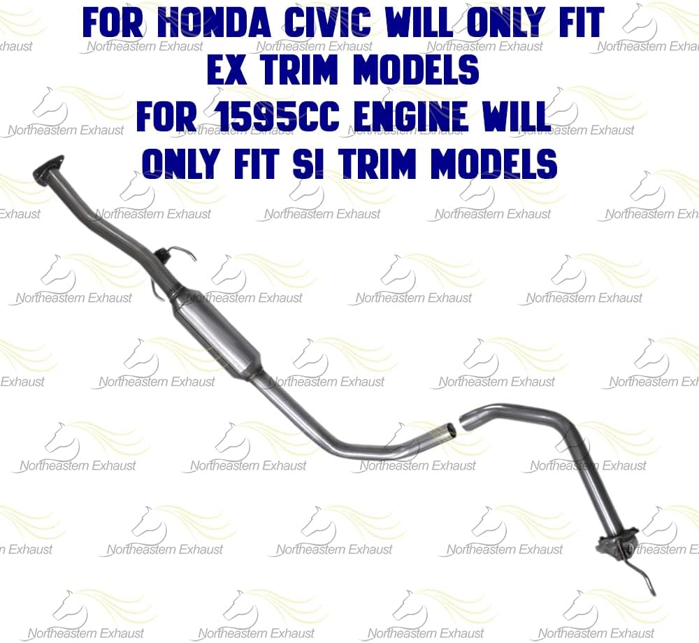 Exhaust Resonator Pipe Compatible for 1996-2000 Honda Civic 1.6L | Stainless Steel | Northeastern Exhaust | Free Gaskets and Clamp Included | Automotive Replacement Part | Direct-Fit