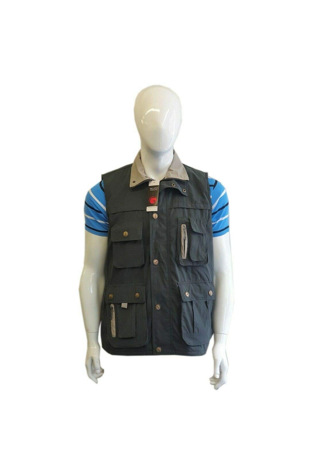 GillicciMens Summer Micro Moss Soft Suede Hiking Walking Safari Casual Shooting Game Riding Fishing Gilet Bodywarmer Waistcoat Vest Jacket