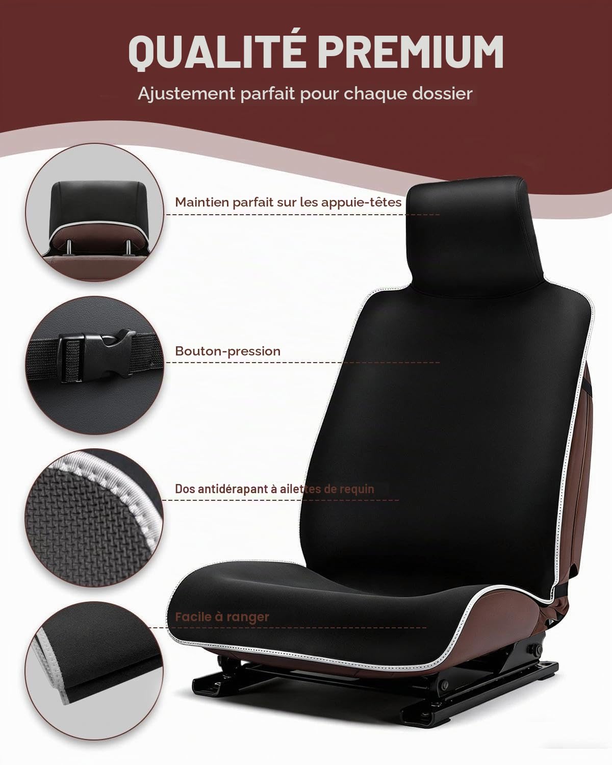 Housse de siège auto Néoprène - Protection accoudoirs & ceintures - Résistante aux taches (huile, transpiration) - Lavable facile - Antidérapante - Enfants, chiens, voyages