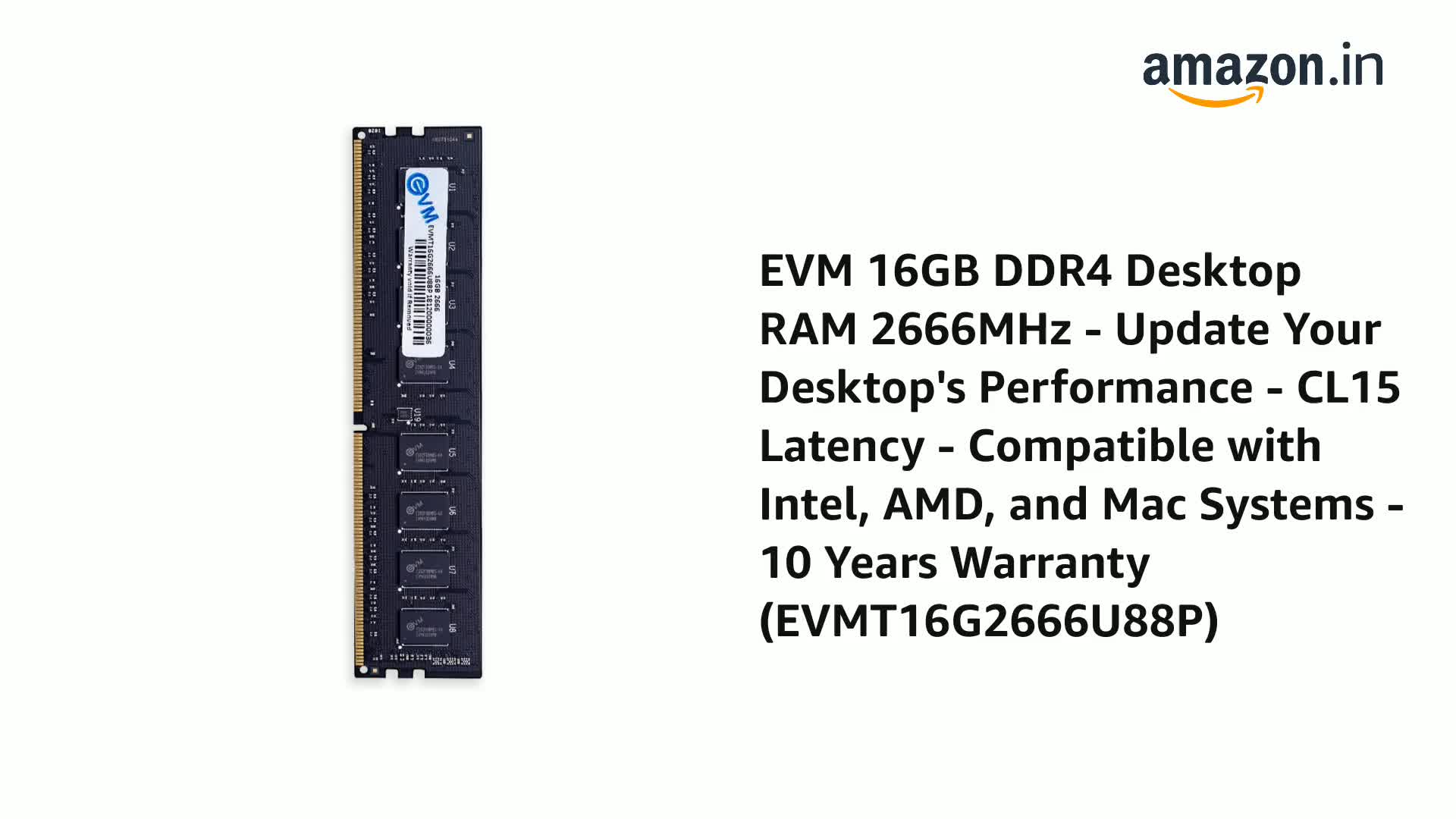 EVM 16GB DDR4 Desktop RAM 2666MHz