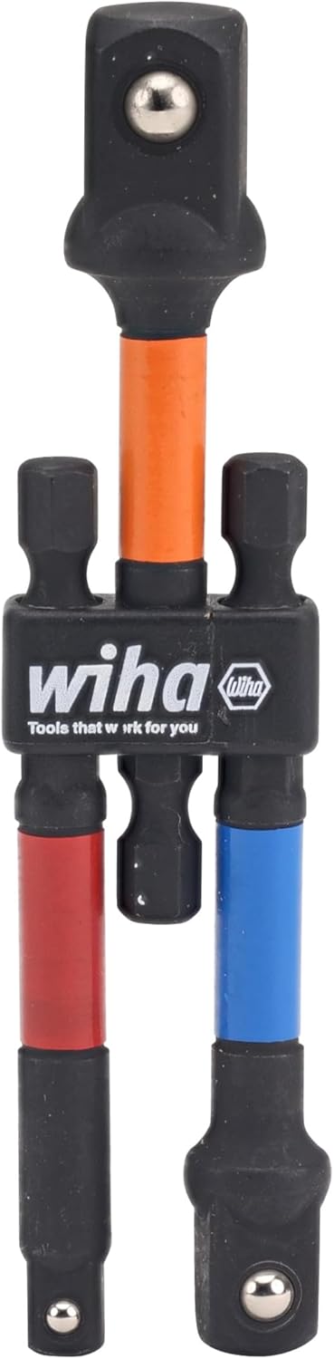 3Pc Color Coded 1/4" Socket Adapter 1/4 3/8 1/2