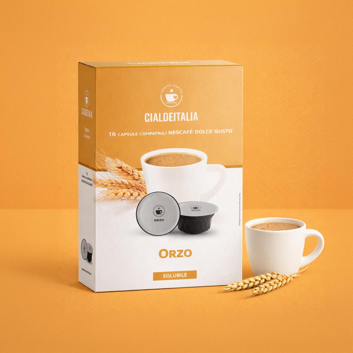 Cialdeitalia - Orzo Capsule Compatibili con macchine Nescafé Dolce Gusto, Bevanda Solubile d’Orzo Senza Caffeina dal Gusto Naturale, 192 Capsule