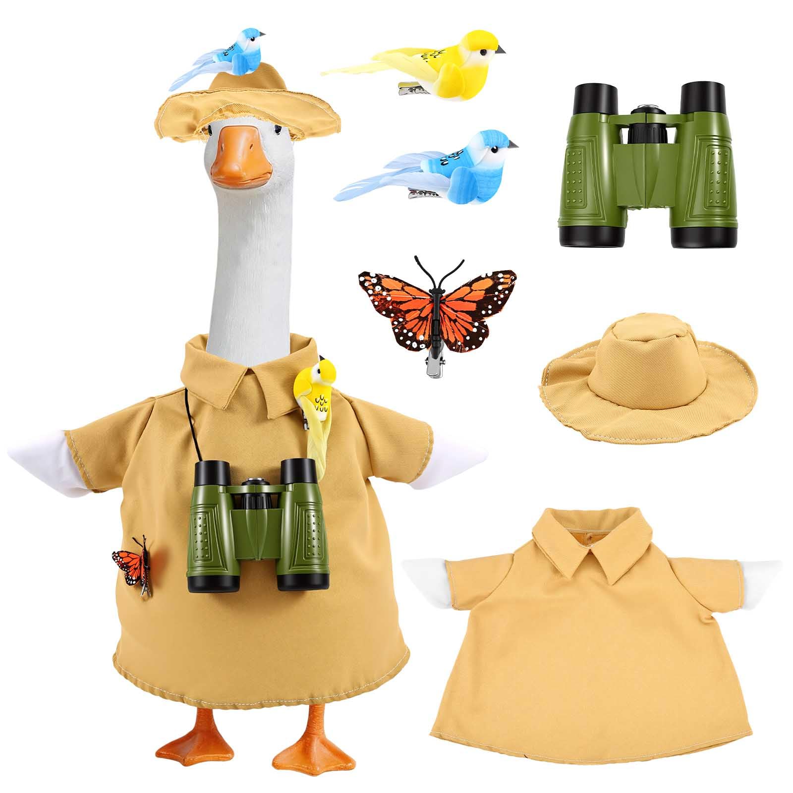 Fyeme Porch Goose Outfit for 23 In Statue, Garden Porch Gooses Accessories, Goose Costume Clothes for Indoor Outdoor Yard Lawn Patio Art Decor(Telescope)