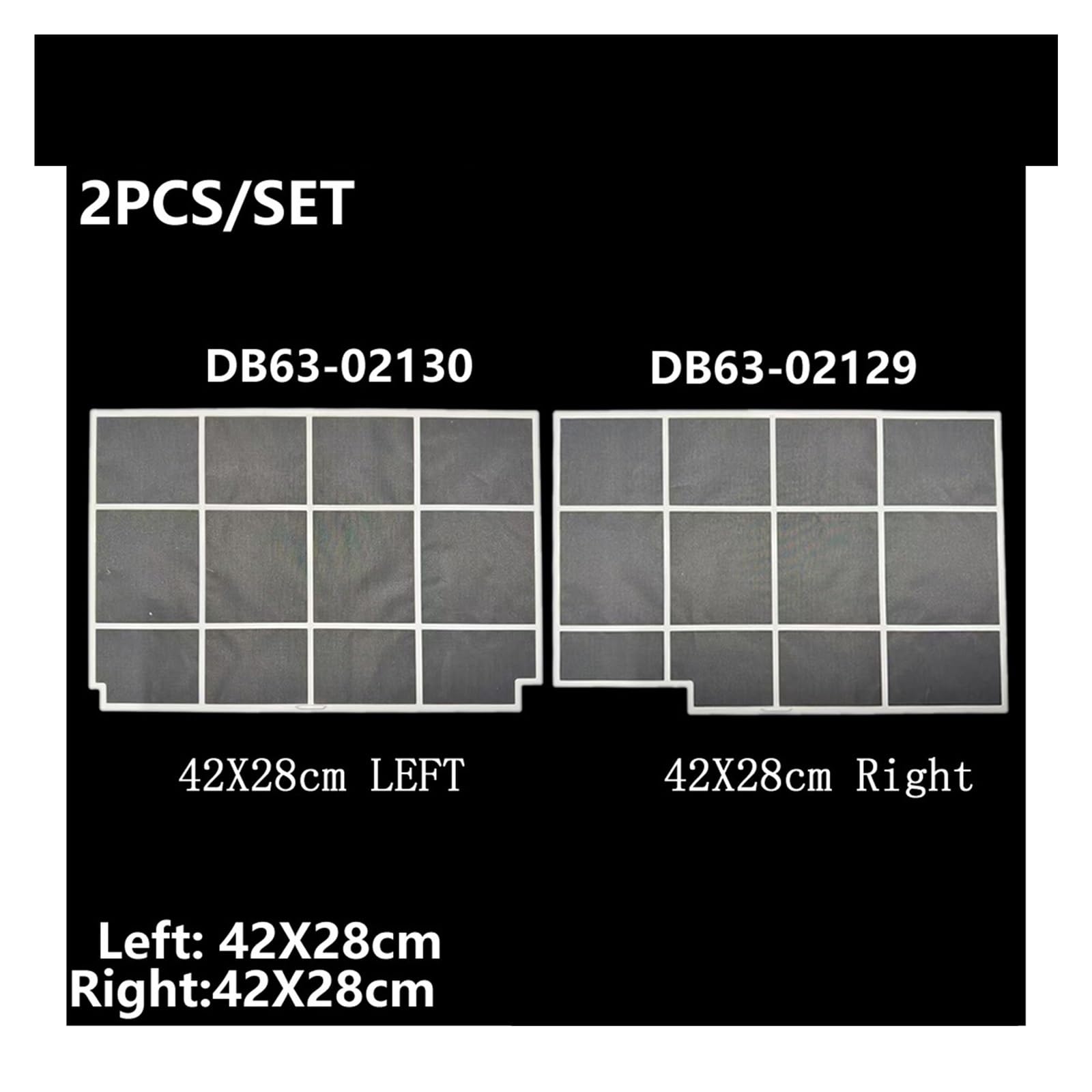 2 Pezzi/set, Compatibile For Samsung, Sinistra: 42X28 Cm DB63-02130 + Destra: 42X28 Cm DB63-02129 Nuovo Schermo Antipolvere Personalizzato For Filtro Aria Condizionata
