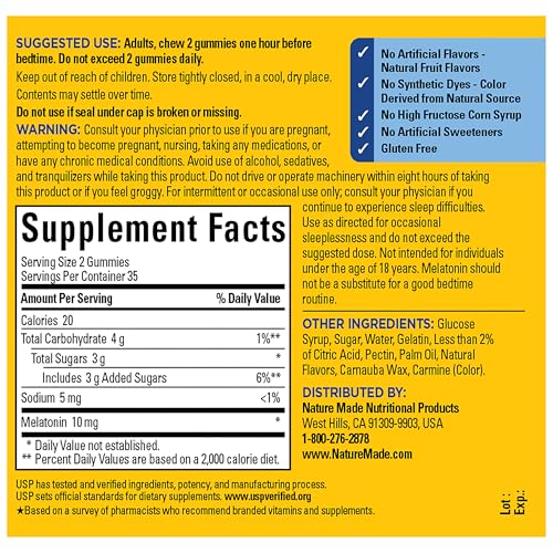 Nature Made Melatonin 10 mg per Serving Gummies, 70 Melatonin Gummies - image 6