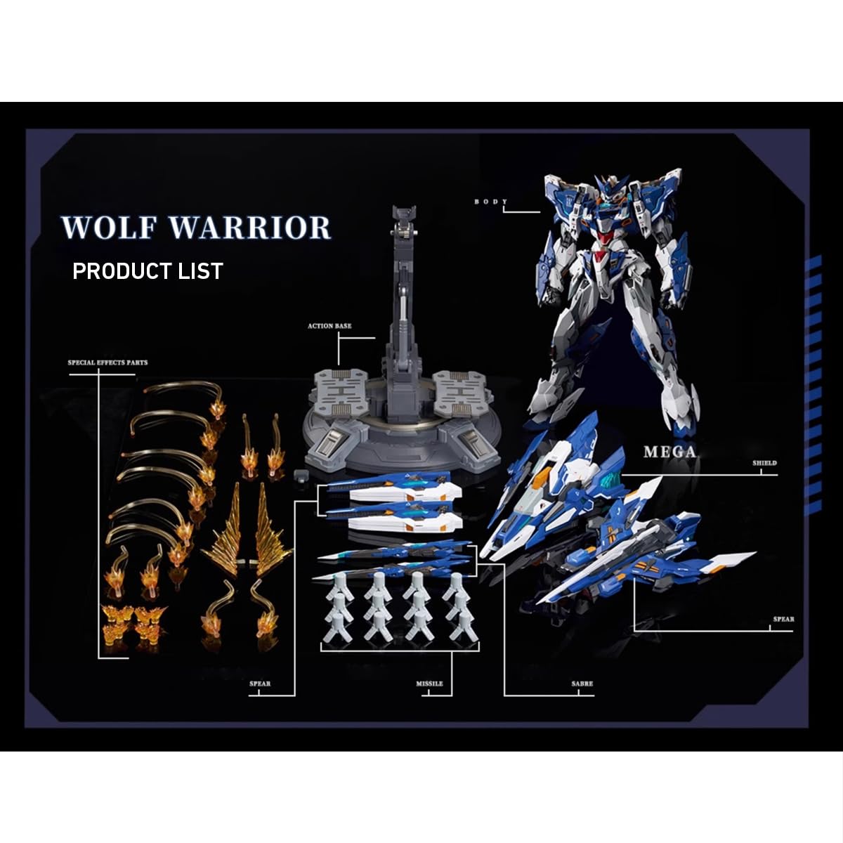 HiPlay Pełen zestaw figurek kolekcjonerskich Animester: Alloy Mecha, Wolf Warrior 02, Styl anime, 1:72 Skala miniaturowa figurka akcji (Wolf Warrior 02)