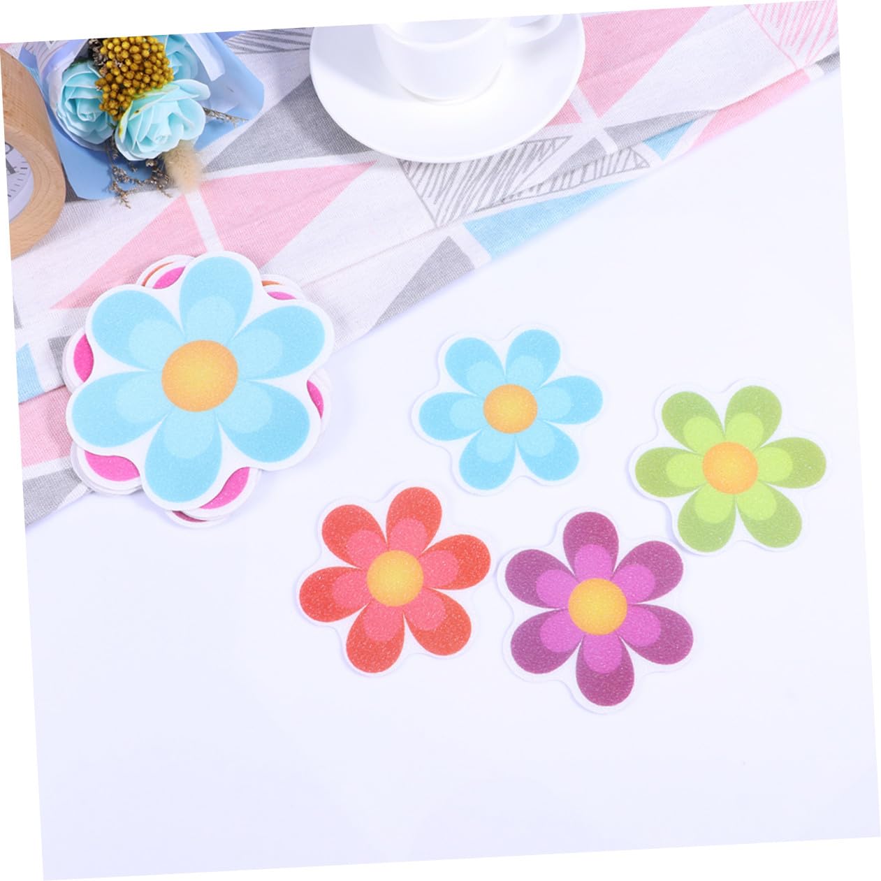 Ciieeo 57stücke Peva Aufkleber Mit Buntem Blumenmuster Für Bad Und Toilette rutschfeste Sticker Für Sicheres Zuhause Für Badezimmer Und Wc