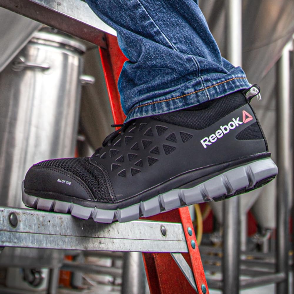 Reebok Work Men's Sublite Cushion Composite Toe Athletic Slip-on Work Shoe Black - RB4052