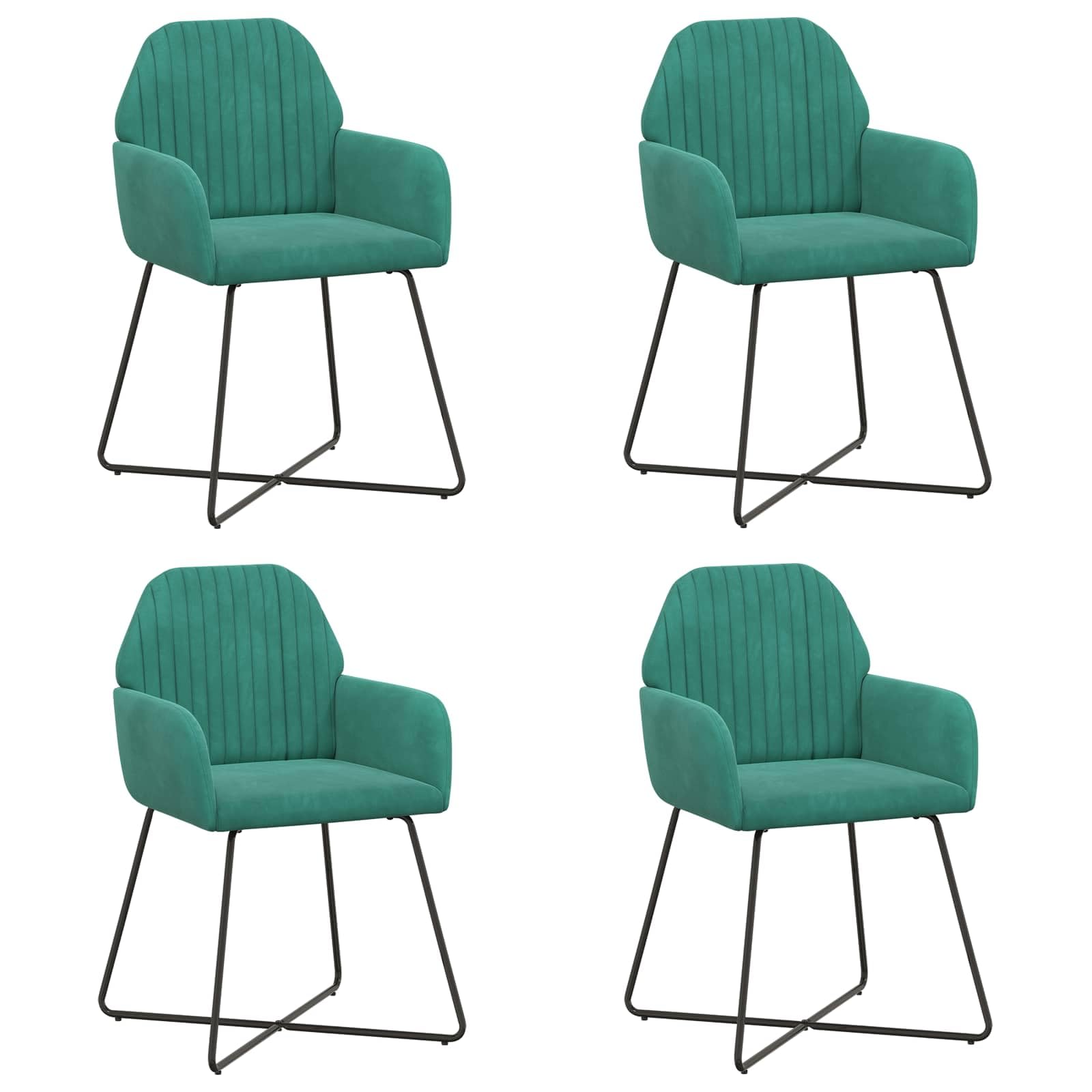 Generisch Sedie per sala da pranzo, 4 pezzi, in velluto, turchese, 55 x 50