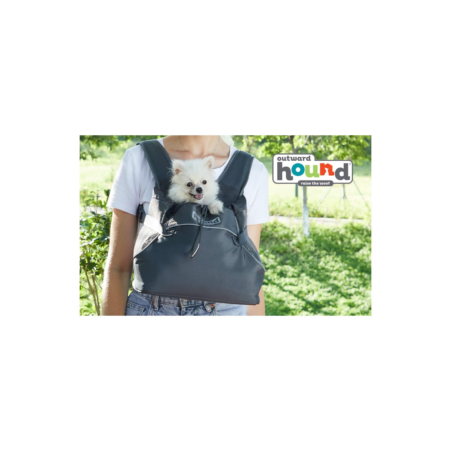 Outward Hound PupPak - Zaino per cani, frontale, con cinghie imbottite, rete traspirante, impermeabile, clip di sicurezza, per piccoli animali domestici fino a 4,5 kg, taglia S, grigio