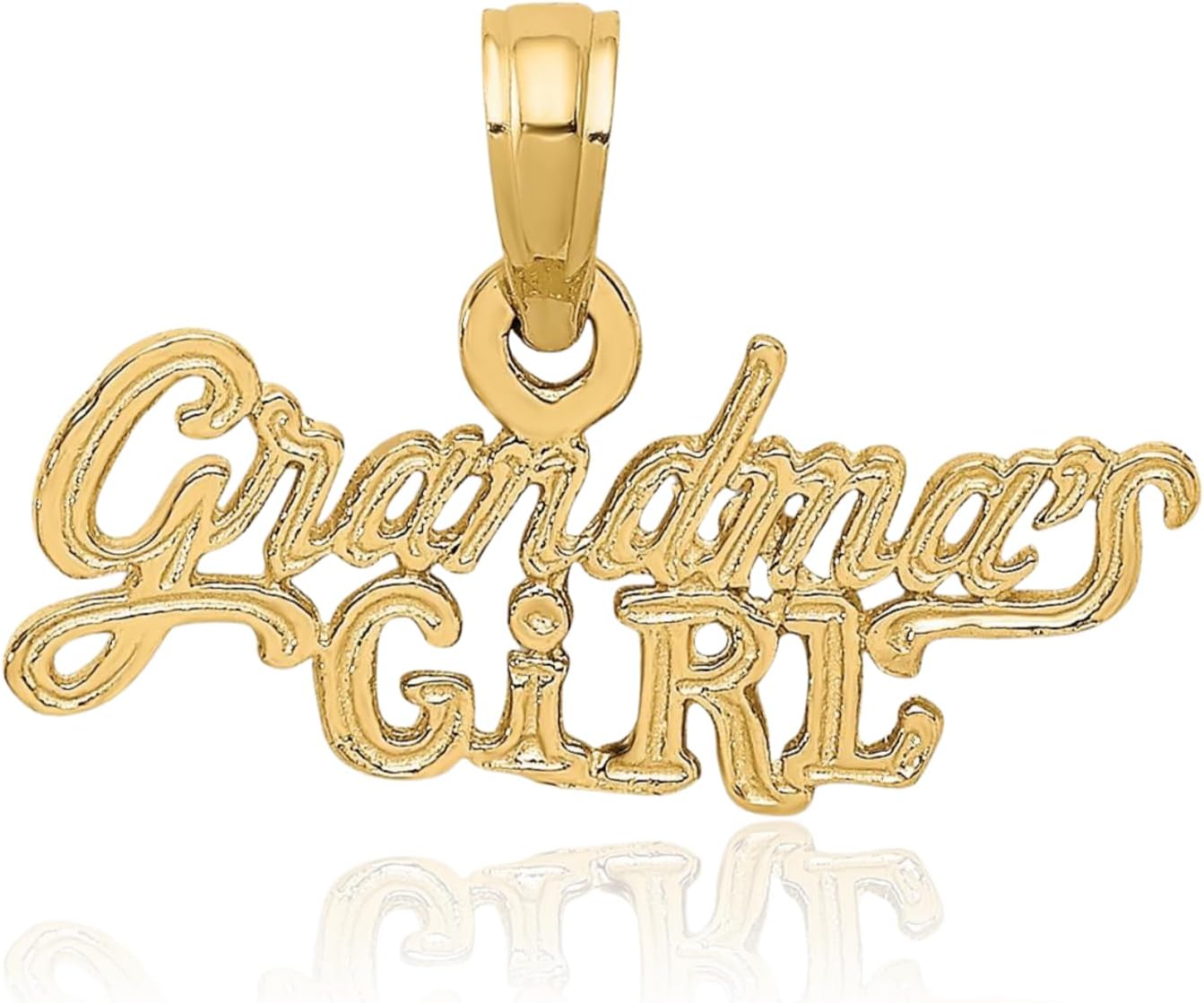 IceCarats 10K Solid Yellow Gold Petite Grandmas Girl Pendant Necklace 11.8mm 1/2 inch Polished For Her