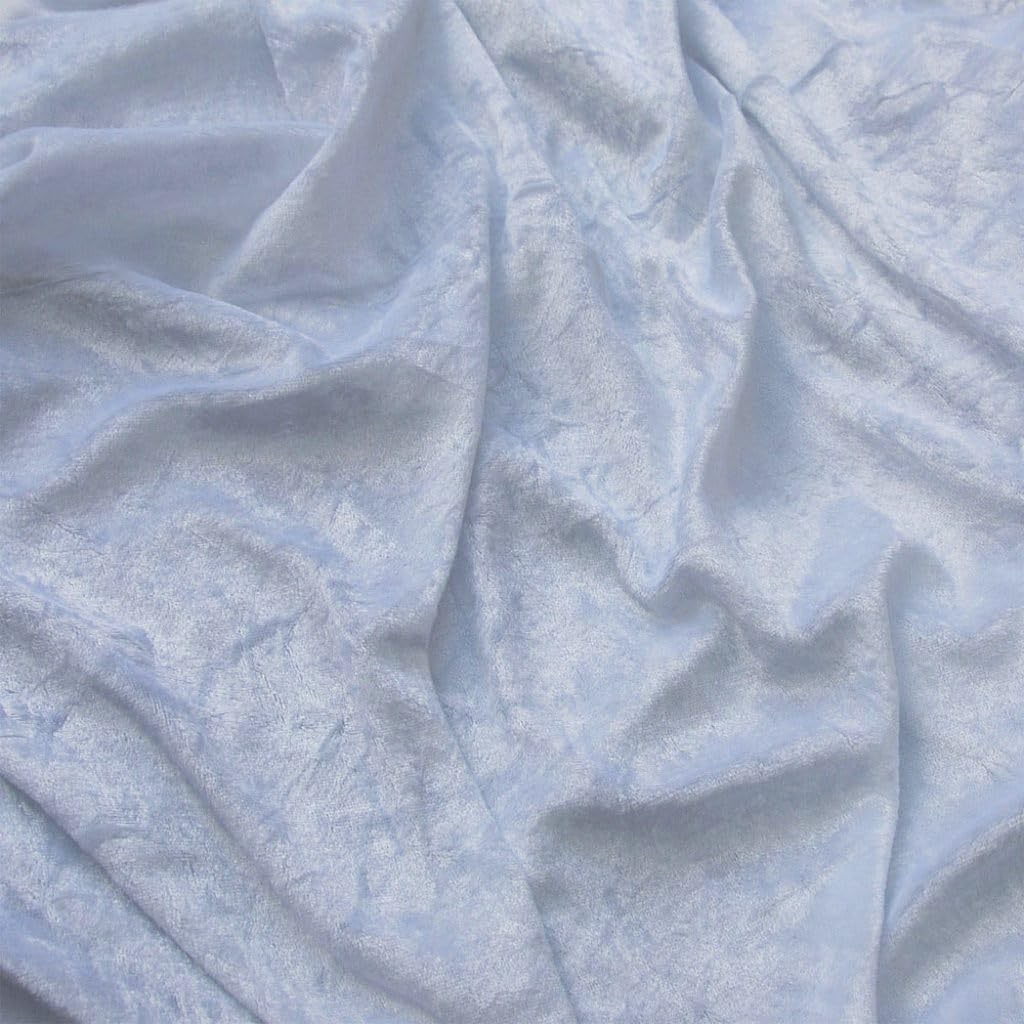 Crushed Velvet Fabric 59" Wide - Premium Velvet Material for Upholstery, Home Decor - Available in Gold, Black, Green, Blue, White, Red, Silver - Fabric by The Metre (White, 5m)