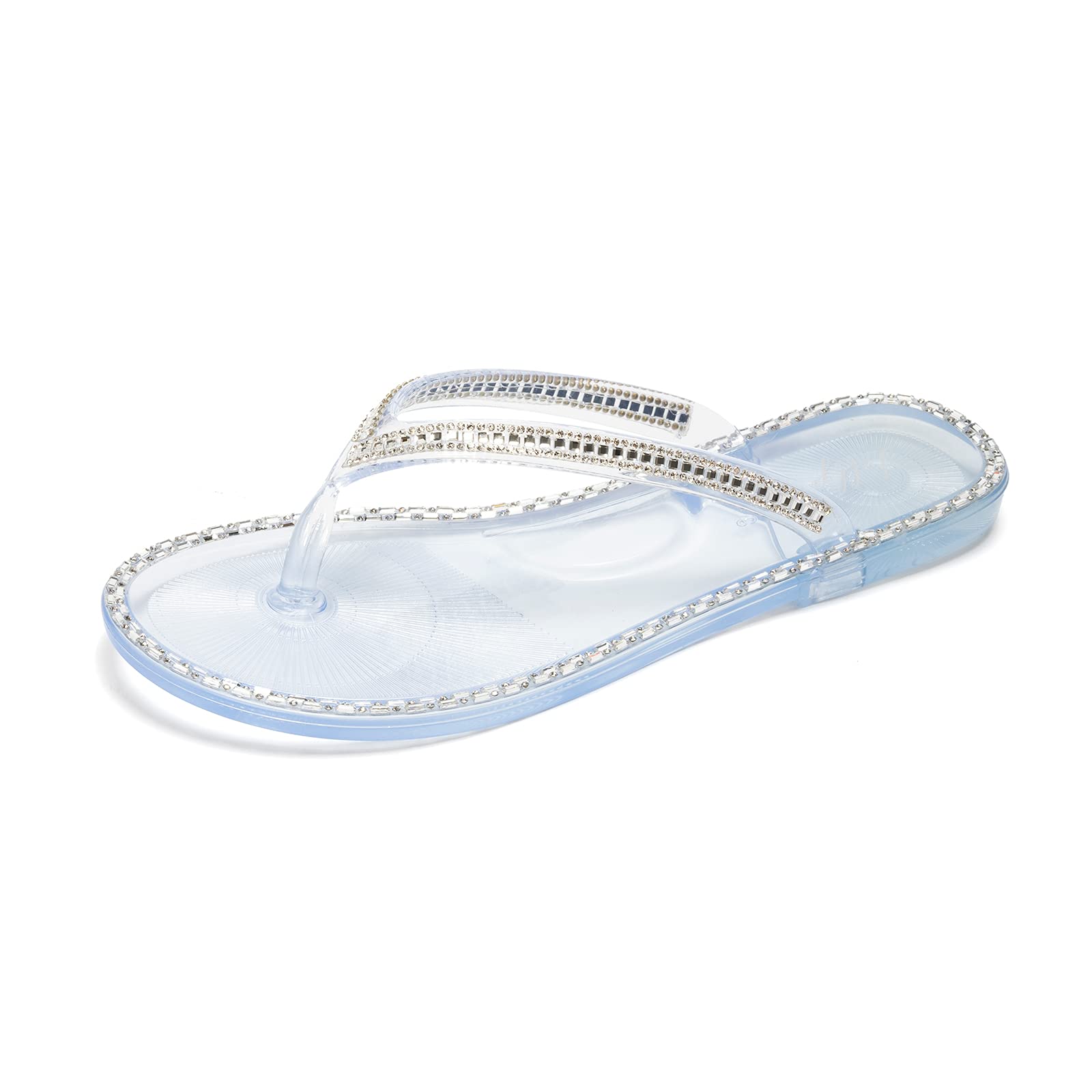 LuffymomoWomen's Rhinestone Flip Flops Beach Flat Thong Sandals