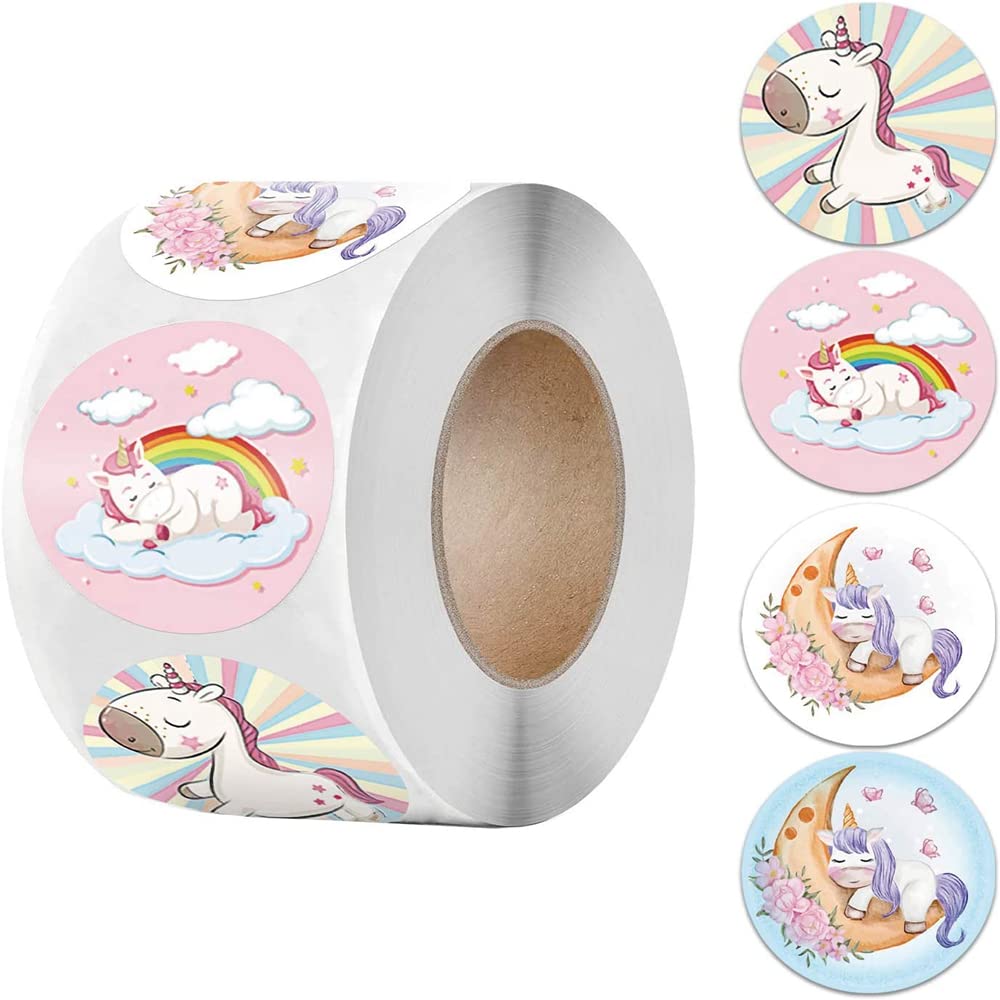Pegatinas de Unicornio,Unicornio Reward Sticker 500 Etiqueta Autoadhesiva de Unicornio Escolares Motivational Stickers para Niños Regalo Fiesta Decoración