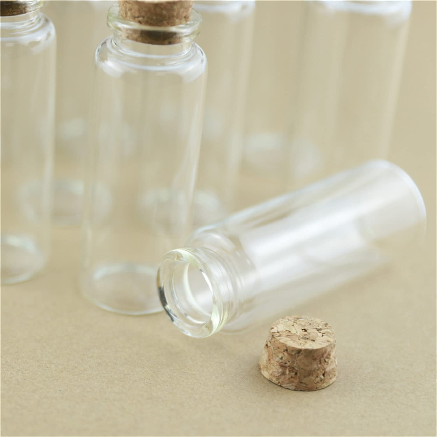 Bottlemaxjar 12 PCS Glass Bottle Stopper Vials Jars with Cork Wishing Bottle Wedding Favor 16x30x70mm, Clear