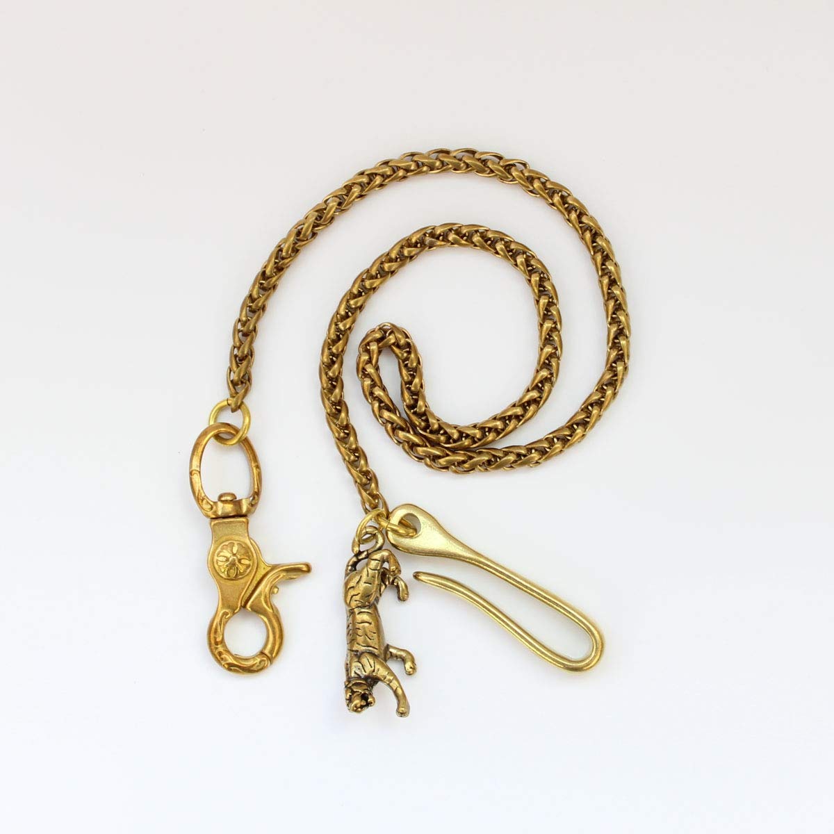 DSHOM Retro Rustic Solid Brass Keychain Wallet Chain Hook For Men