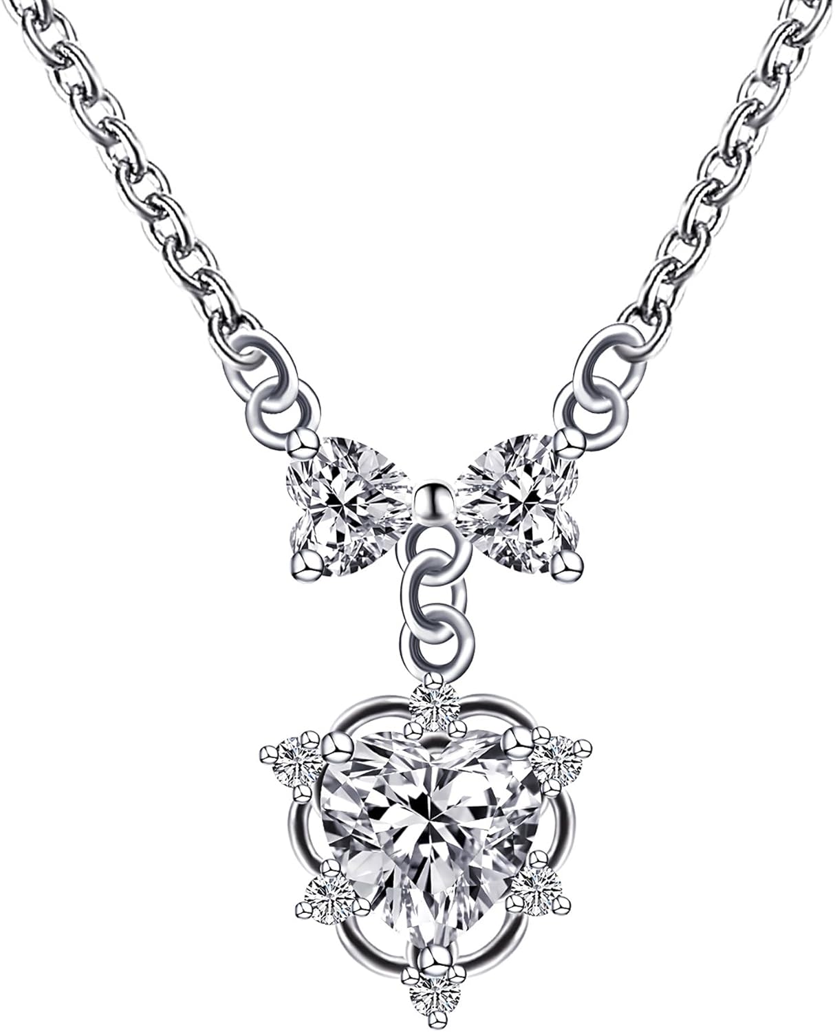 Moissanite Pendant Necklace for Women, D Color VVS Clarity Lab Diamond Choker Necklace Sterling Silver Charm Necklaces with 18K White Gold Plated