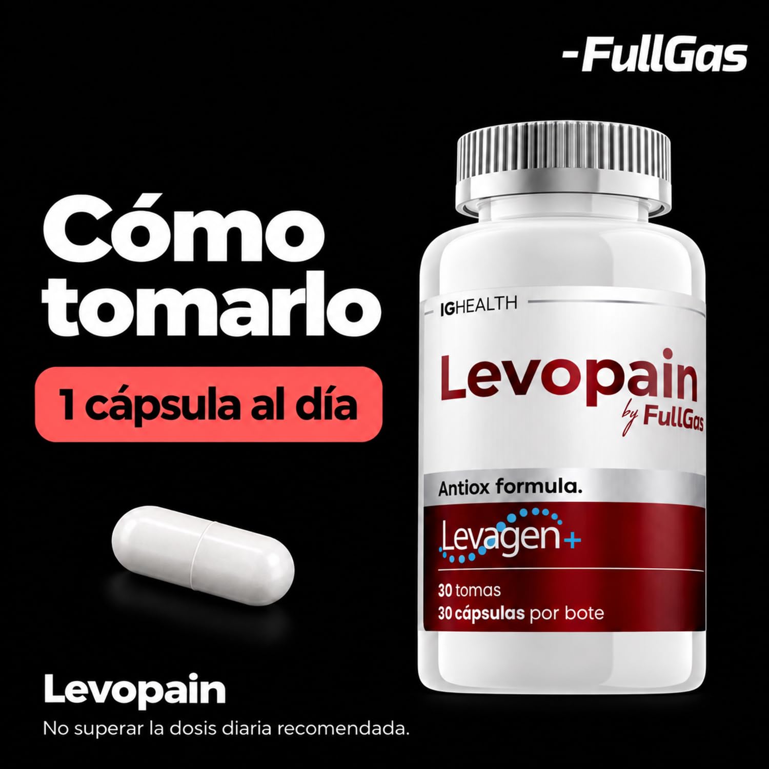 FullGas Levopain | Levagen+ avec antioxydants | 30 capsules