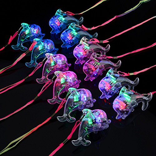 YINTAO 12PCS Colorful LED Sparkle Plastic Dolphin Necklace and Shining Pendants - //coolthings.us
