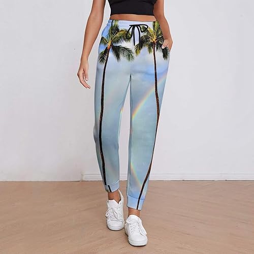 Miniatura 2 de Rainbow Palm Trees Casual Sweatpants for Women High Waisted Jogger Pants Sport Trousers with Pockets