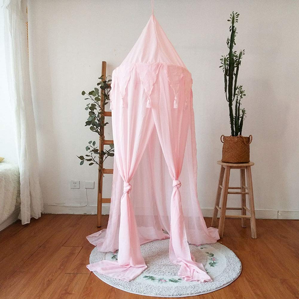 Tenda sensoriale, Baldacchino for Letto Principessa, Cupola Rotonda, Tenda da Gioco, con Nappa, for la Decorazione della Camera da Letto(Pink)