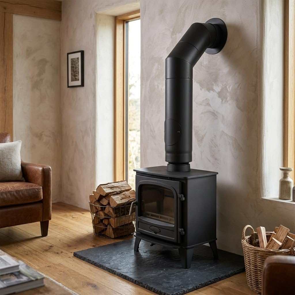 MAKA Curva 45 Gradi Ispezione Canna Fumaria Legna Nero Ø 130 mm