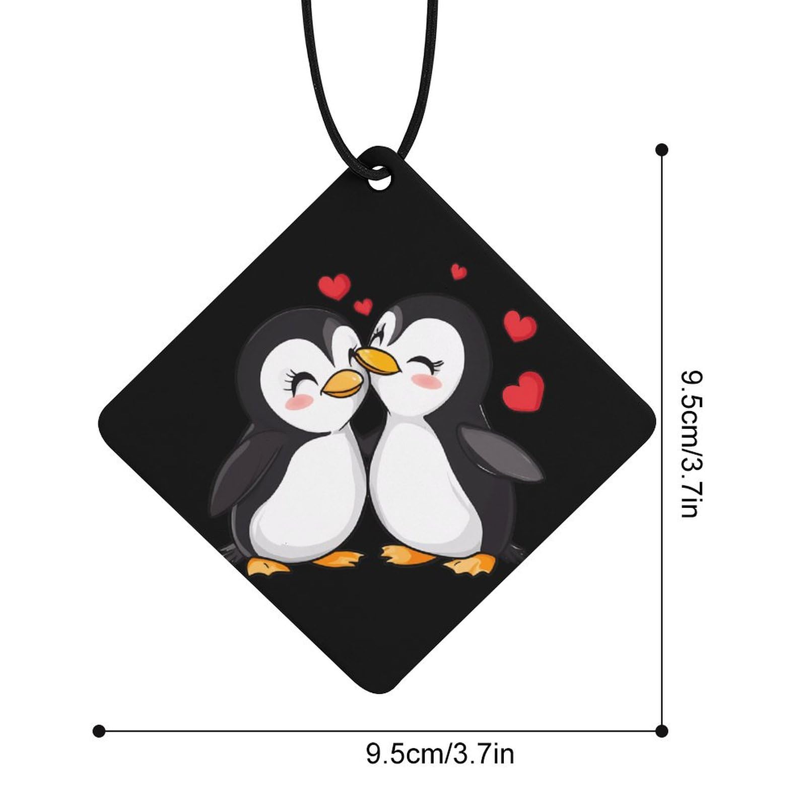 Love Cute Animal Penguins Car Air Freshener Hanging Aromatherapy Tablets for Car Accessories Rhombus