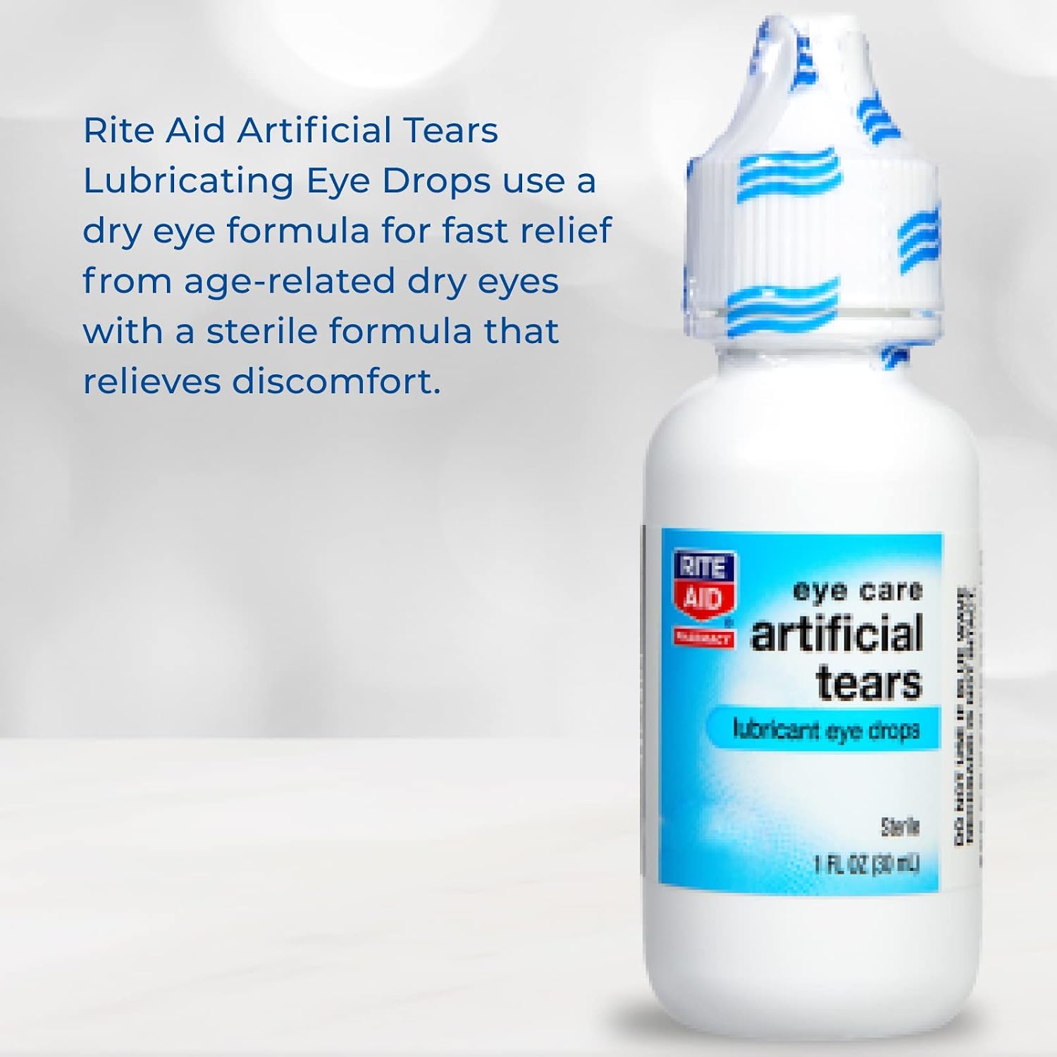Rite Aid Artificial Tears, Polyethylene Glycol Lubricant Eye Drops - 1 oz | Eye Lubricant Drops for Dry Eyes | Dry Eye Formula | Eye Care for Age-Related Dry Eyes | Replenishes Tears & Refreshes Eyes