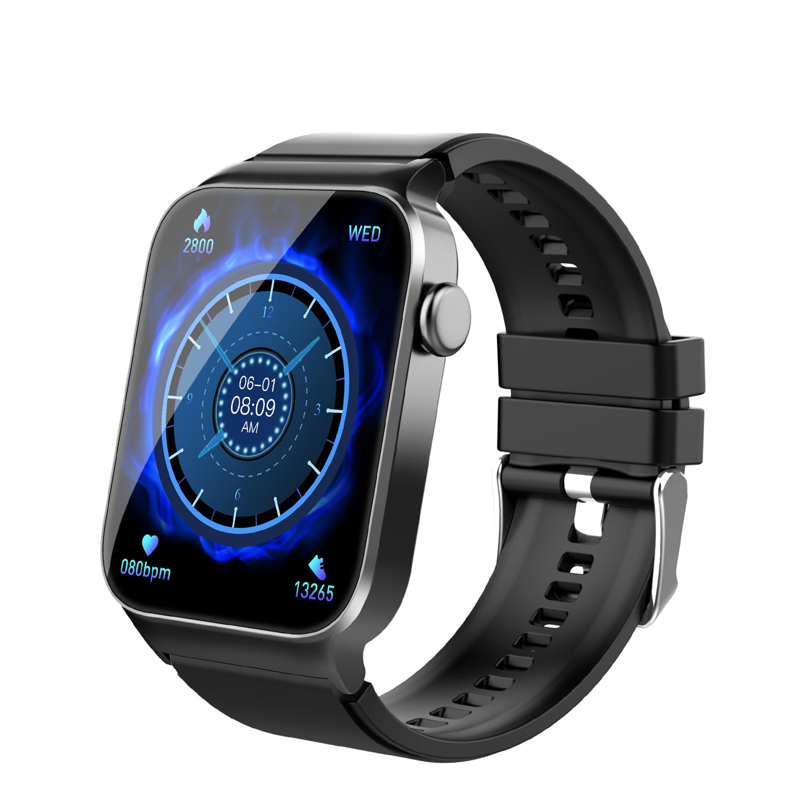 Montre Connectée étanche Desercat 46mm - Compatible IPhone Android - Podomètre, Noir