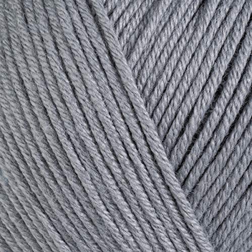 Estako Happy Cotton, 60% Cotton 40% Acrylic Yarn, Soft, Fine/Sport (2) For Crochet And Knitting 1.76 Oz (50G) / 180 Yrds (165M) (4120 - Grey) #TOP1