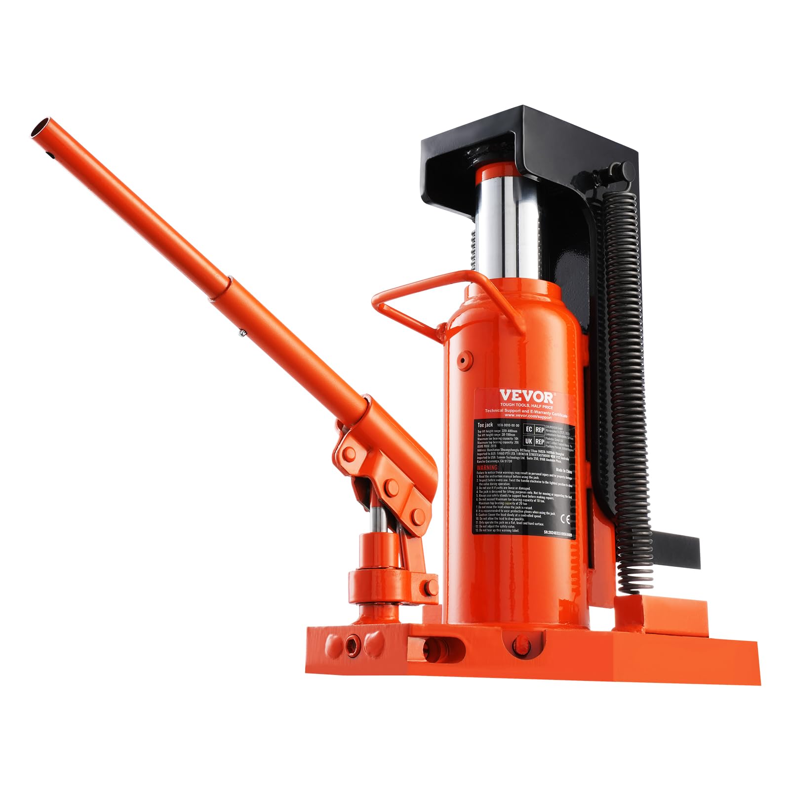 VEVOR Gato hidráulico, plataforma elevadora de 5 t en la punta, capacidad de elevación de 10 t en la punta, altura de los dedos de 20 a 173 mm, altura superior de 287 a 440 mm, gato hidráulico de aire