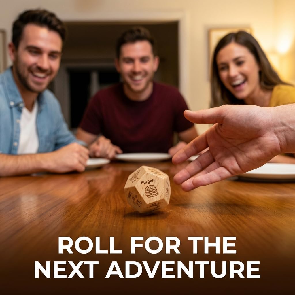 Funny Food Decision Dice – What’s for Dinner Dice, Wooden Dinner Decider for Couples, Date Night Food Dice Game, Unique Gift Idea