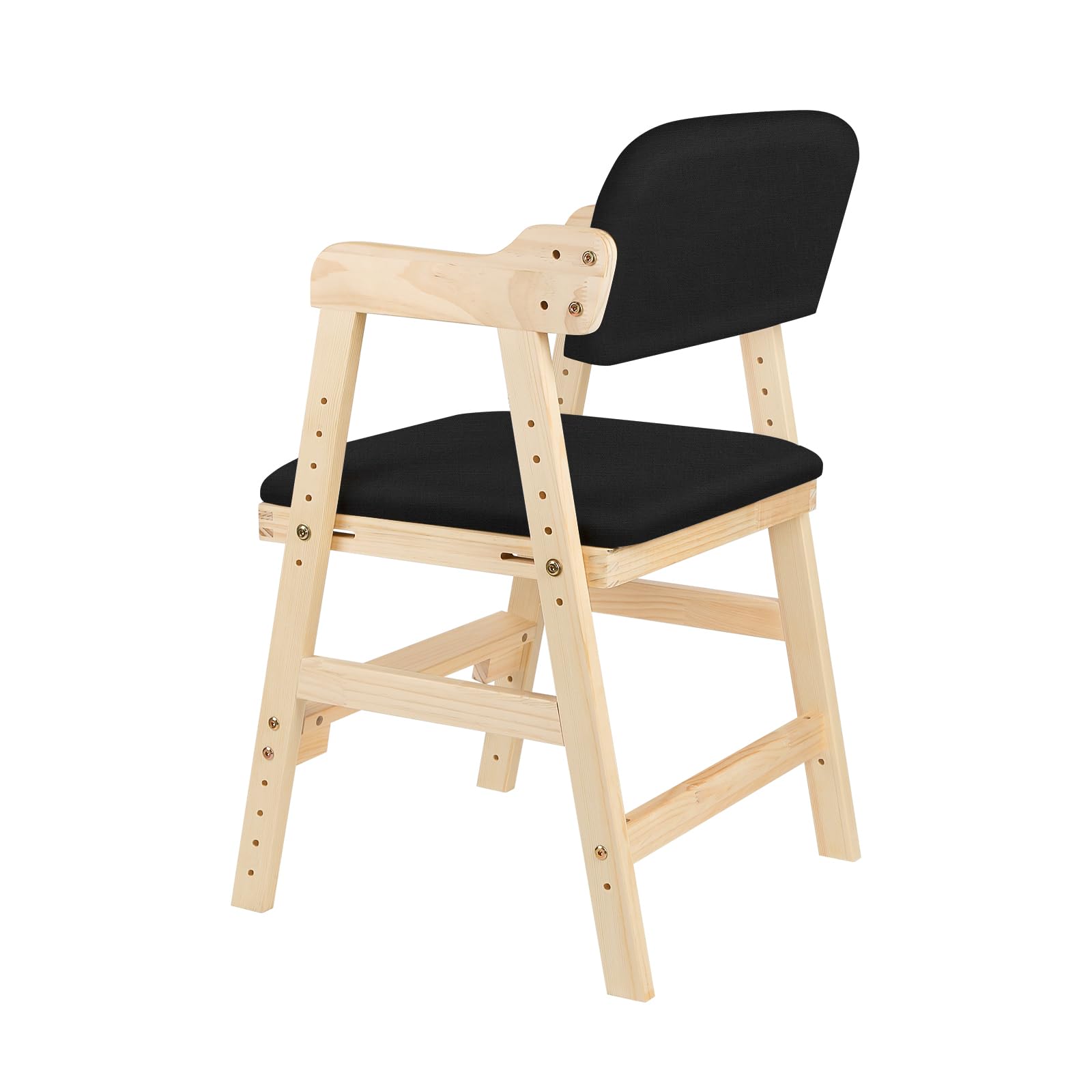Trona Bebé Evolutiva, desde 6 Meses - 10 Años, hasta 30 kg, Trona de Bebé, Bandeja Extraíble, Asiento y Reposapiés Regulables, Madera Natural (48 x 46 x 78 cm - Negro)