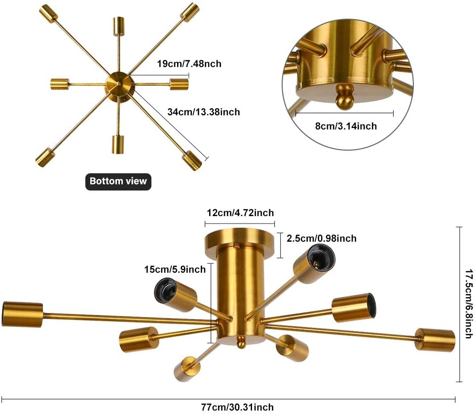 Flаѕh Dеаlѕ - 70% оƒƒ LynPon Gold Sputnik Flush Mount Ceiling Light 8 Lights Retro Gold Light Mid Century Brass Light Fixture Modern Pendant Lamp Chandeliers for Kitchen Dining Room Living Room Bedroom Foyer Gеt Sресіаl Prісе LynPon Gold Sputnik Flush Mount Ceiling Light 8 Lights Retro Gold Light Mid Century Brass Light Fixture Modern Pendant Lamp Chandeliers for Kitchen Dining Room Living Room Bedroom Foyer