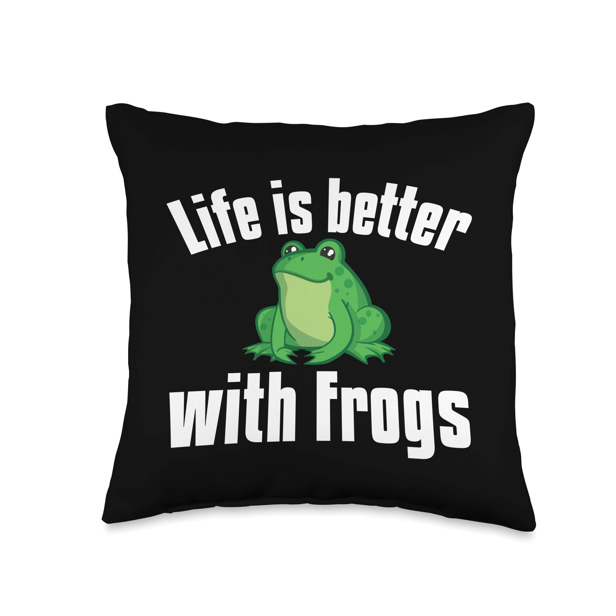 Teemind Frog Lover Animal Christmas Gift Ideas Life is Better Funny Animal Frog Christmas Gift Throw Pillow, 16x16, Multicolor