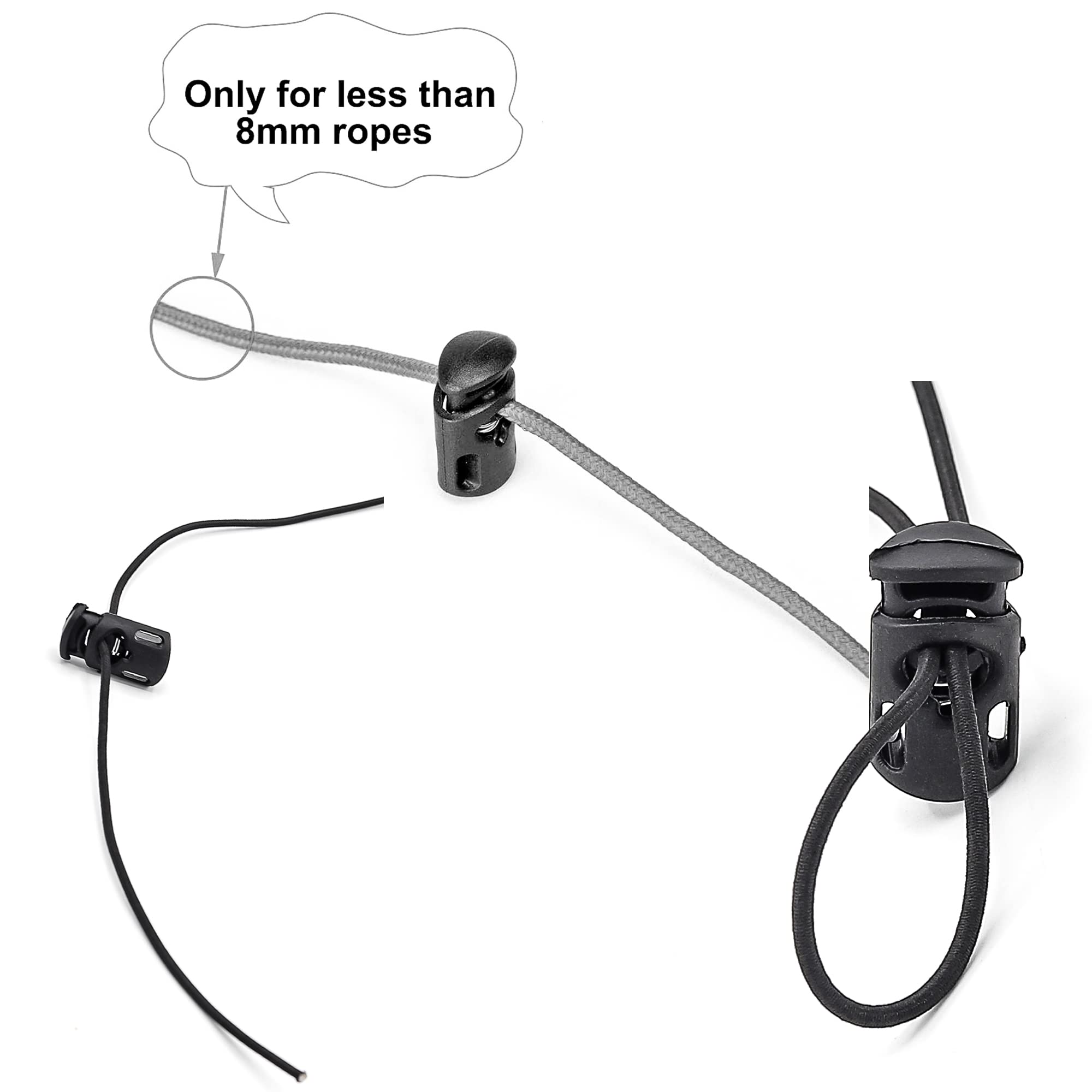 SialPro Single Hole Plastic Spring Cord Locks Toggle Stoppers for Drawstrings Paracord end Strong Heavy Duty Flate Pyjamas Shoelaces Fasteners With Spring Loaded Push Button(Pack of 24) - Image 4