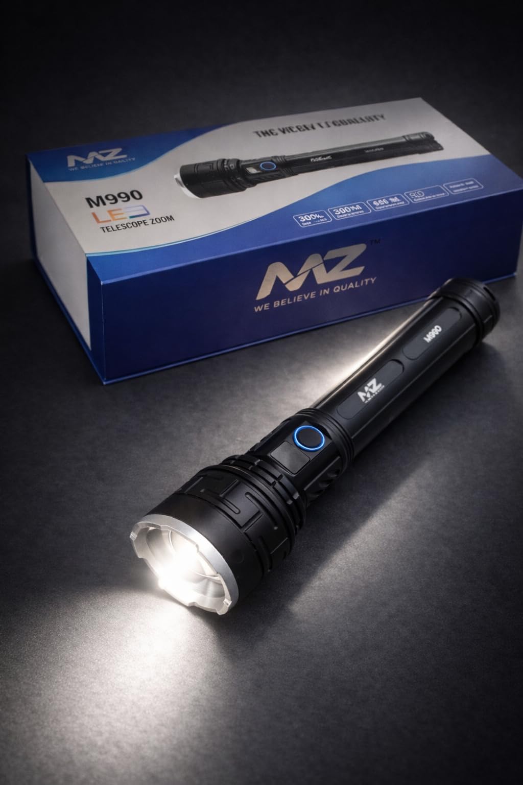 【mimoza】 MZ M990 Rechargeable LED Flashlight with Telescope Zoom, High