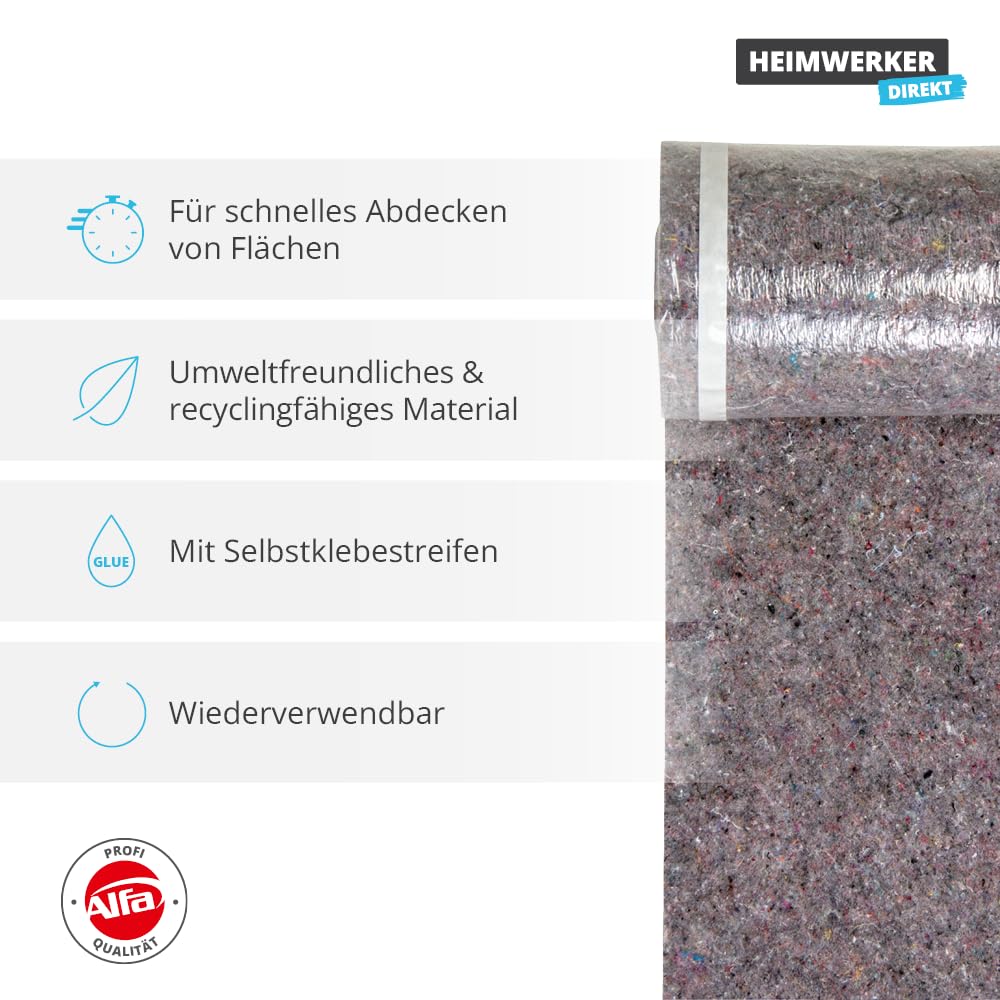 Alfa Treppenvlies 330 mm x 25 m – Selbstklebendes Abdeckvlies 230 g/m²