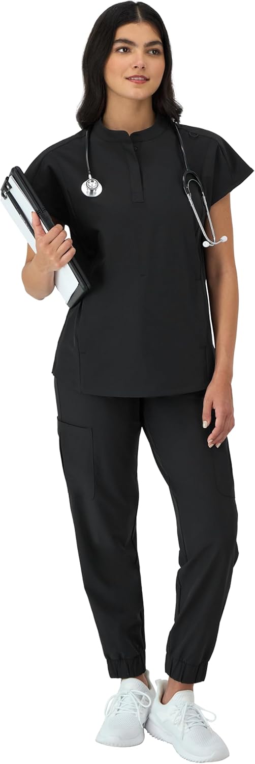 Hanes Womens Scrubs Healthcare Top with Mandarin Collar, Moisture-Wicking Stretch Scrub Shirt - Image 6