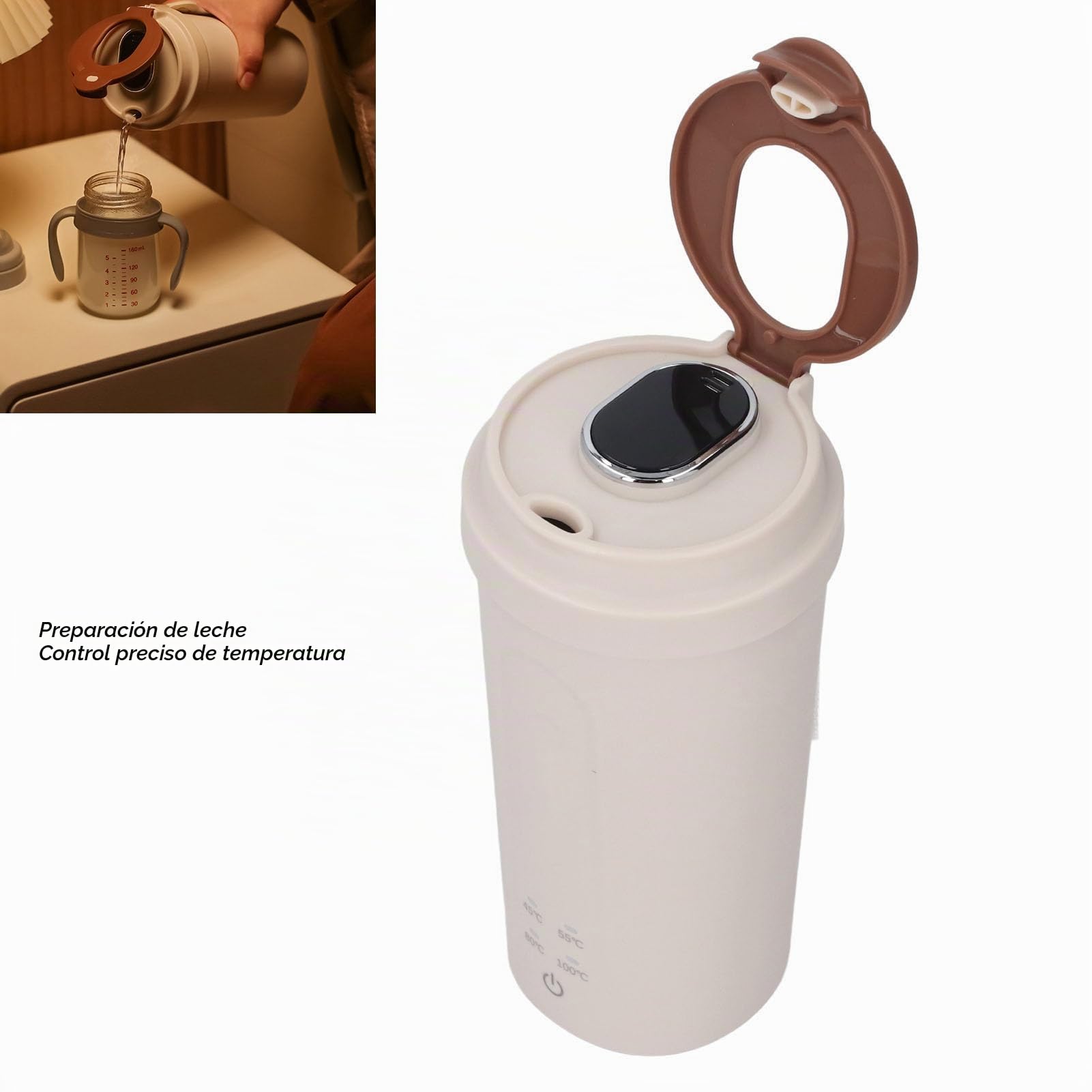 Hervidor Eléctrico Portátil 500 Ml, Caldera de Agua de Viaje de 300W Recargable, Calentador de Botter para Fórmula para Bebés, té y café